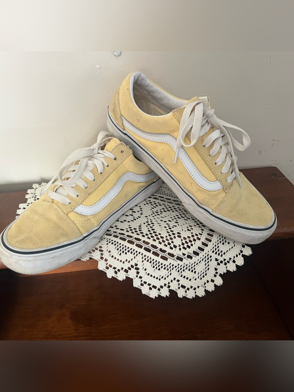 Vans yellow suede Old Skool sneakers with white stripe